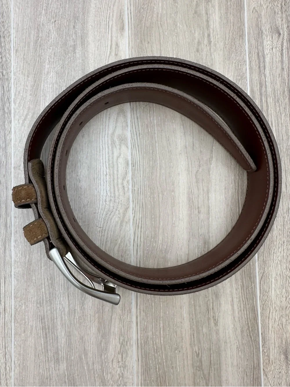 Torino Leather Company European Whiskey Brown Suede Belt 54457 Made In USA Sz 40